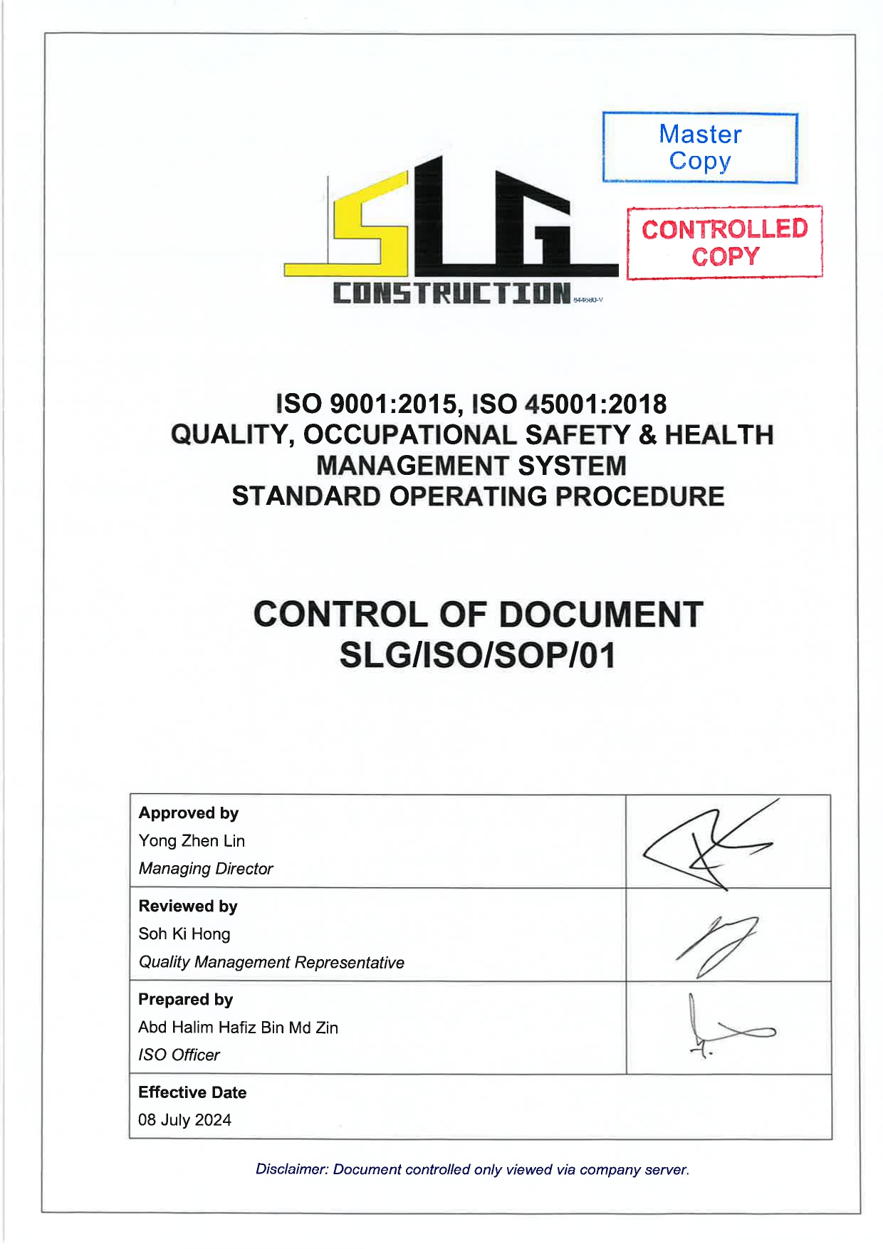 SLG-PRO-SOP Page 1